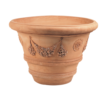 Vaso Festonato Traditional Terracotta Vase Planter with Decorative Garland